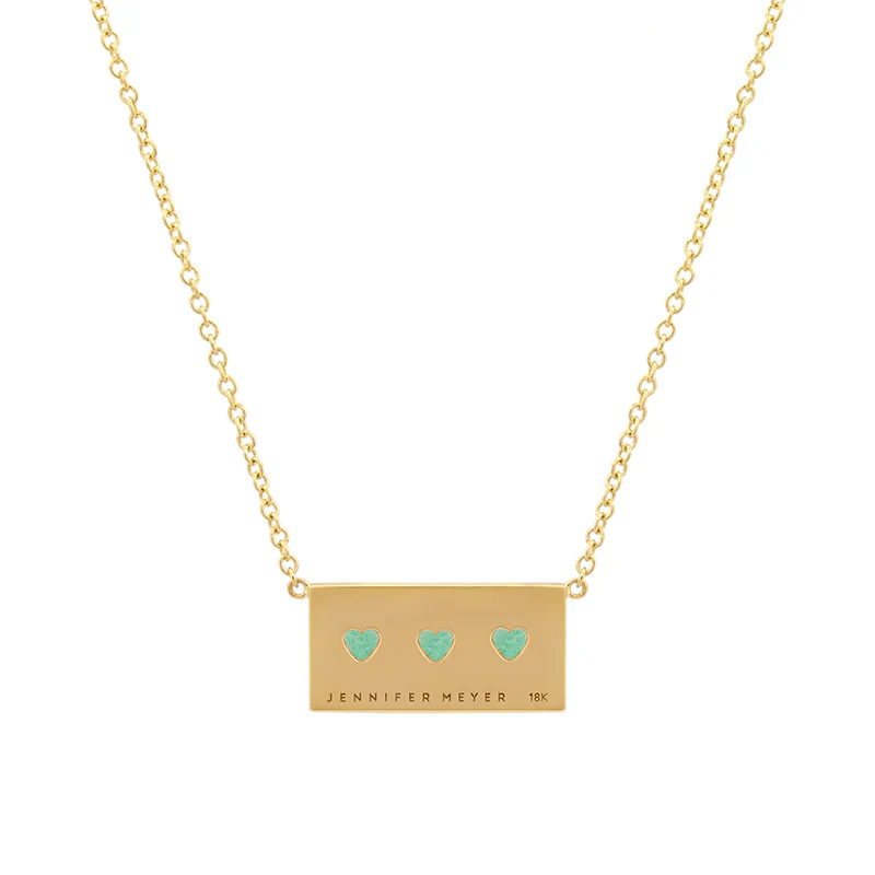 Ellen Plate with 3 Heart-Cut Emerald Detail Necklace - Image 2