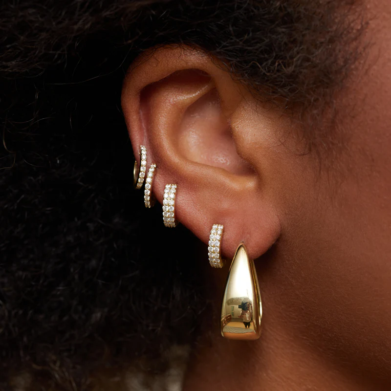 Luxe Elongated Teardrop Huggies - Image 5