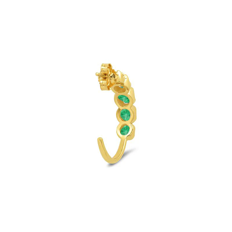 Small Graduated Emerald Hoops - Image 3