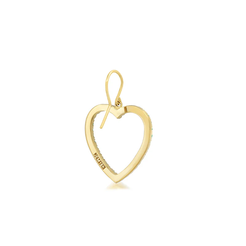 Large Emerald Open Heart Drop Earrings - Image 3