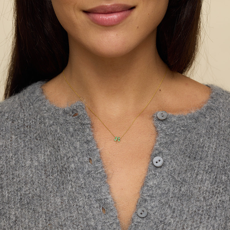 Emerald Mini Clover Necklace - Image 3