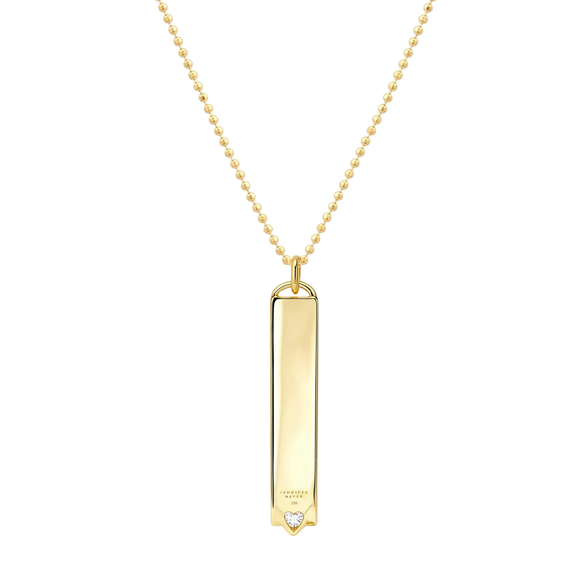 Vertical Engravable Nameplate Pendant with Diamond Heart - Image 2