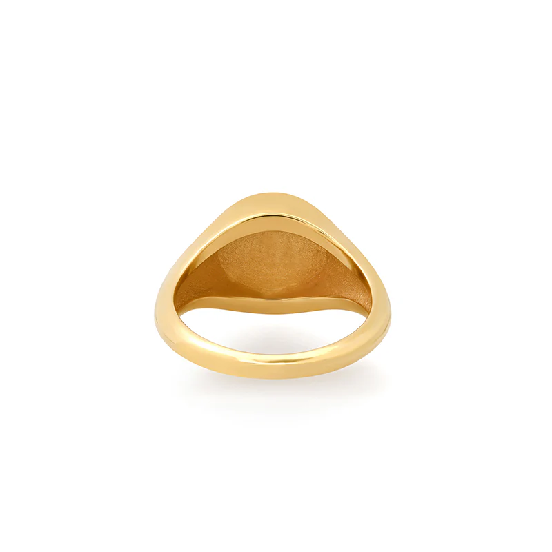 Small Good Luck & Clover Sentiment Signet Ring - Image 4