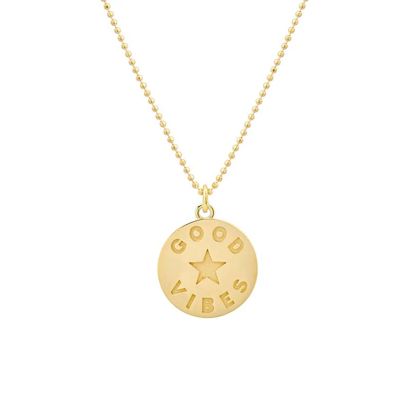 Good Vibes & Star Sentiment Pendant Necklace
