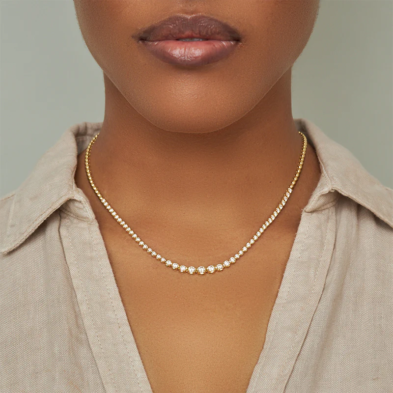 Graduated Diamond Tennis Necklace - Image 5