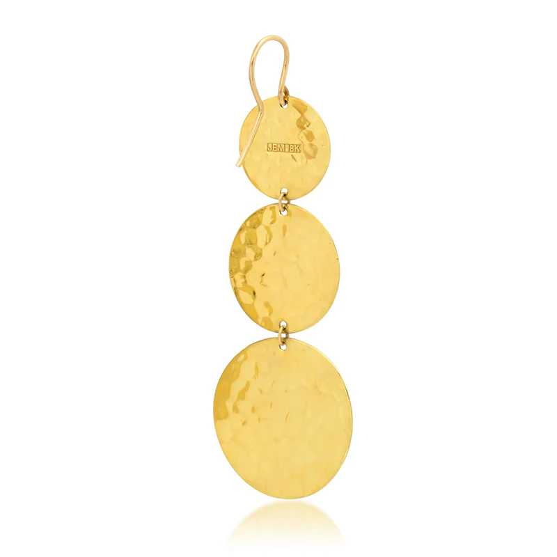 Graduated Hammered Disc Earrings - Image 3
