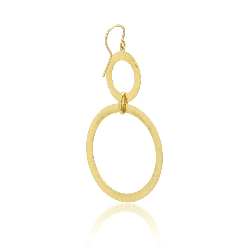 Graduated Hammered Open Circle Drop Earrings - Image 3
