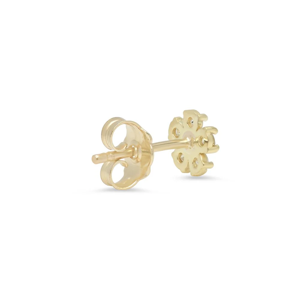 Single Diamond Flower Stud - Image 3