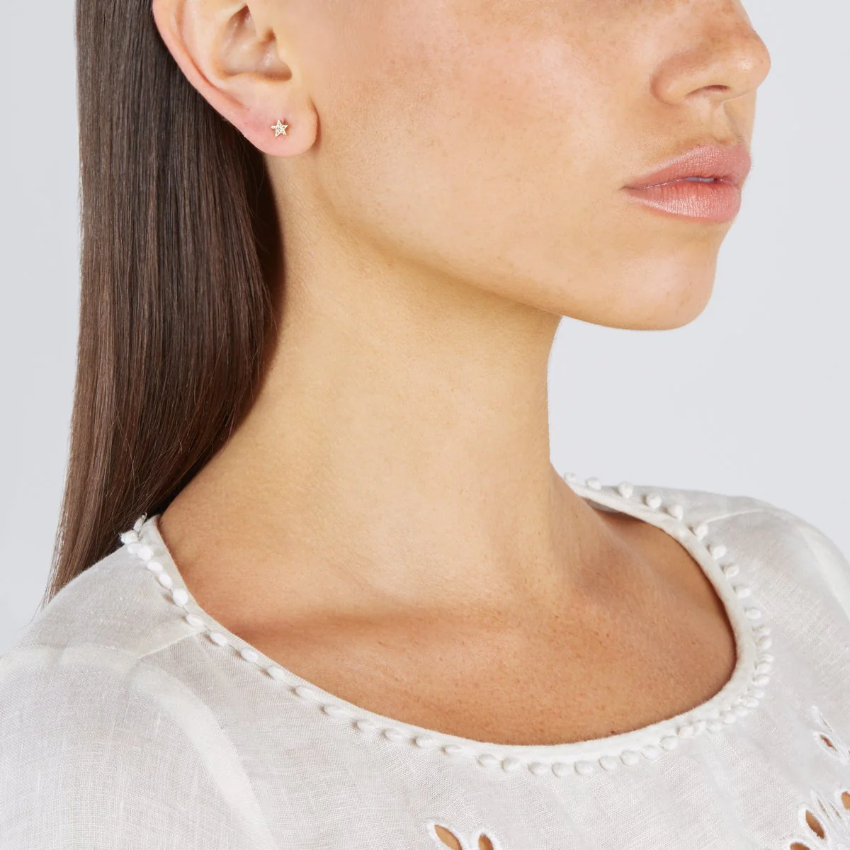 Single Yellow Gold Diamond Mini Star Stud - Image 4