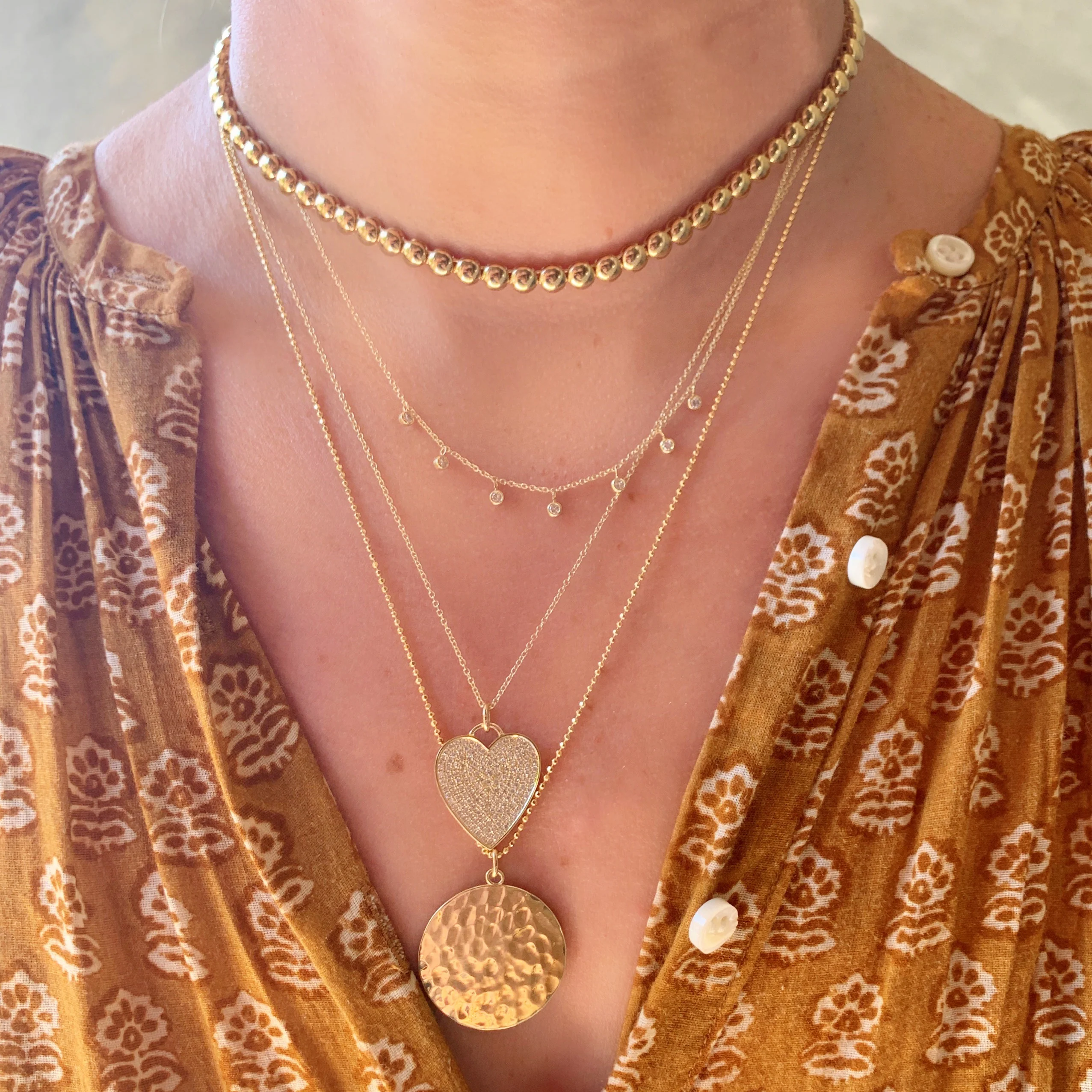 Hammered Disc Pendant Necklace - Image 3