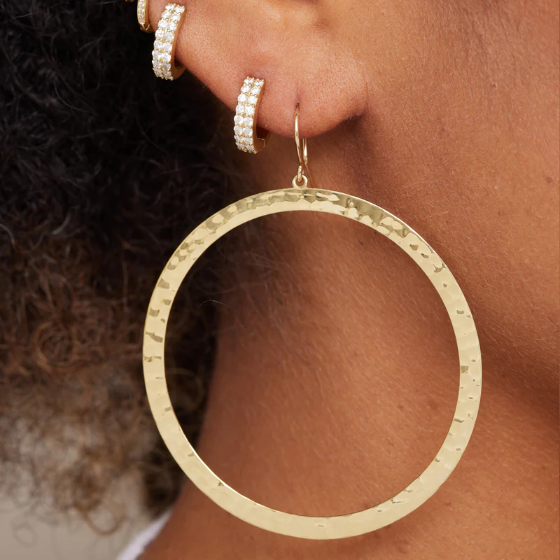 Extra Large Hammered Open Circle Earrings - Image 4