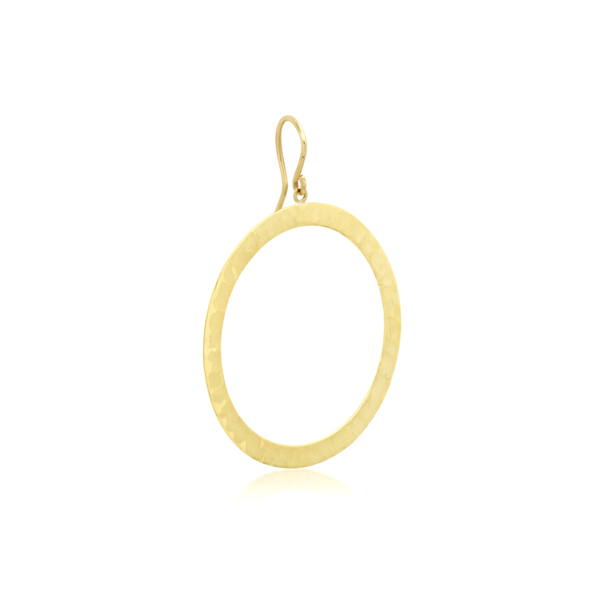 Large Hammered Open Circle Drop Earrings - Image 2