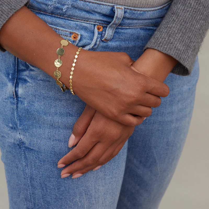 Mini Hammered Disc Link Bracelet - Image 2