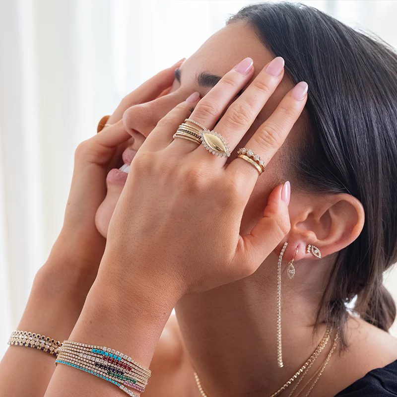 Hammered Ellen Band with Diamond Accent - Image 5