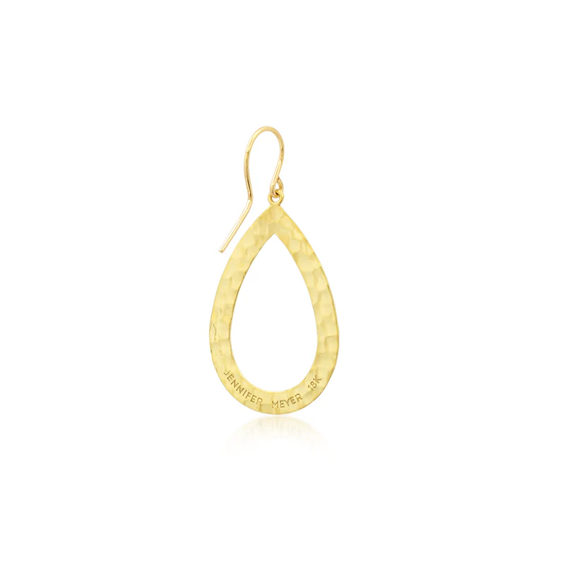 Thin Hammered Open Teardrop Earrings - Image 3