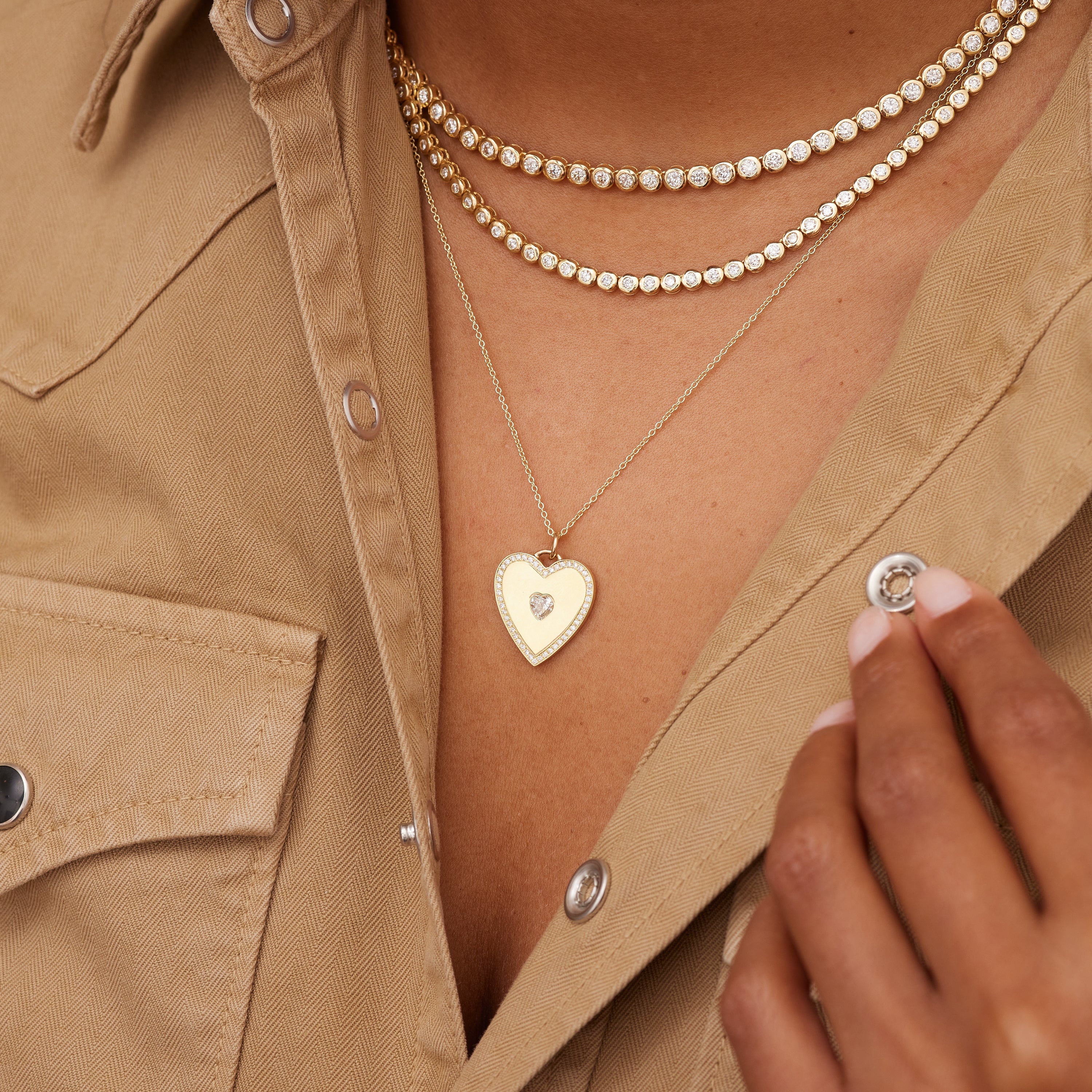 Heart Pendant Necklace with Diamonds - Image 3