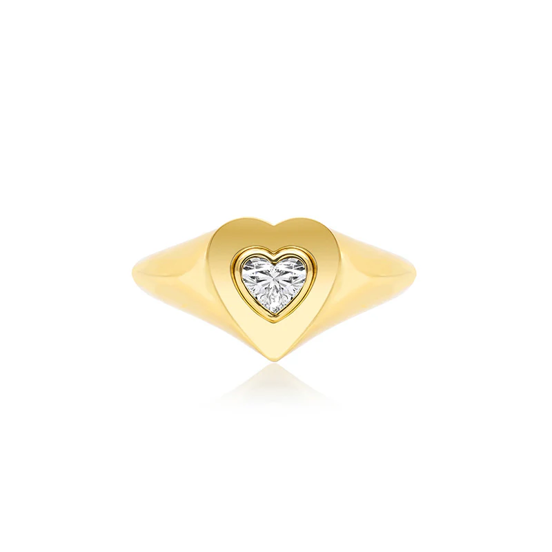 Heart Signet Ring with Heart-Cut Diamond - Image 2