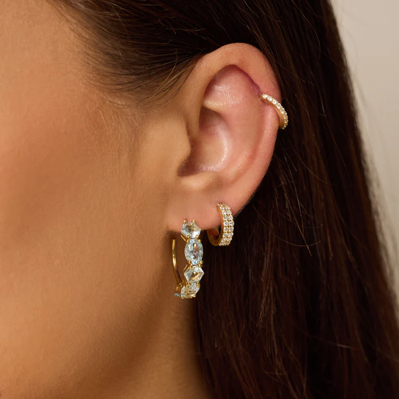 Hexagon and Oval-Cut Aquamarine Hoops - Image 5