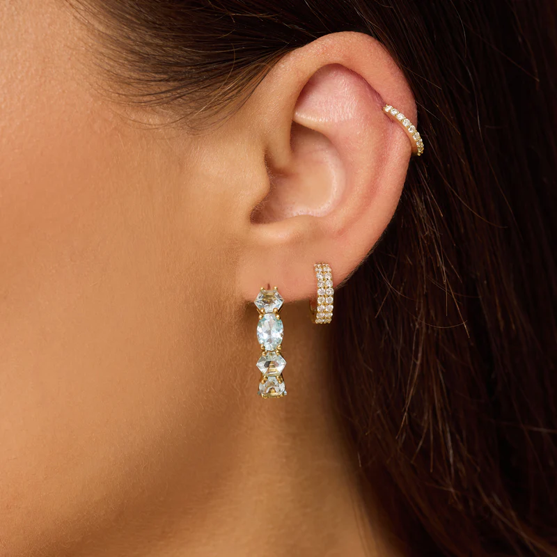 Hexagon and Oval-Cut Aquamarine Hoops - Image 6