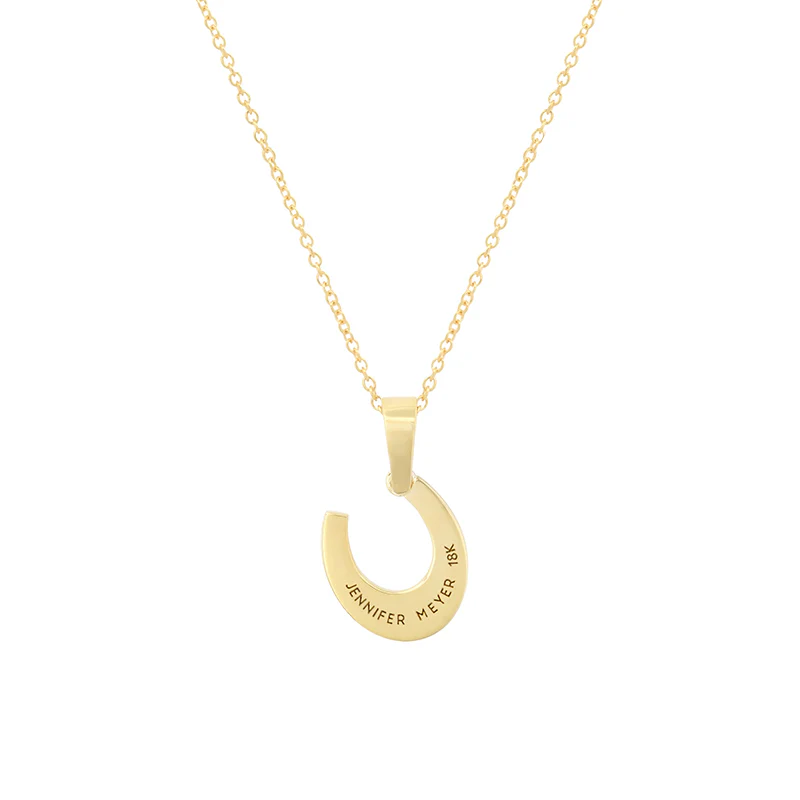 Horseshoe Pendant Necklace with Diamond Accents - Image 2
