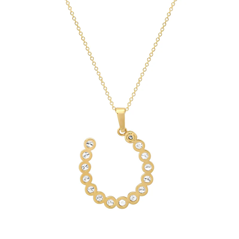 Horseshoe Pendant Necklace with Illusion Set Diamonds - Image 2