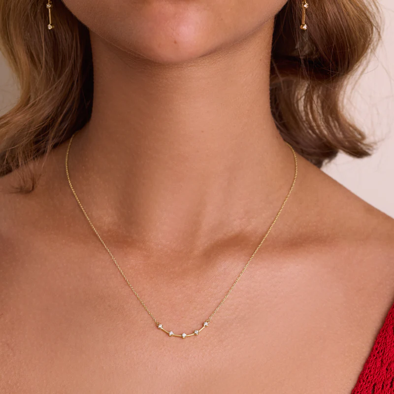 Illusion Set Diamond Curved Stick Necklace - Image 3