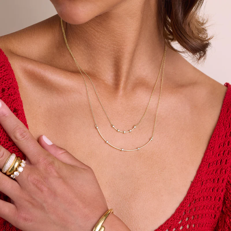 Illusion Set Diamond Curved Stick Necklace - Image 4