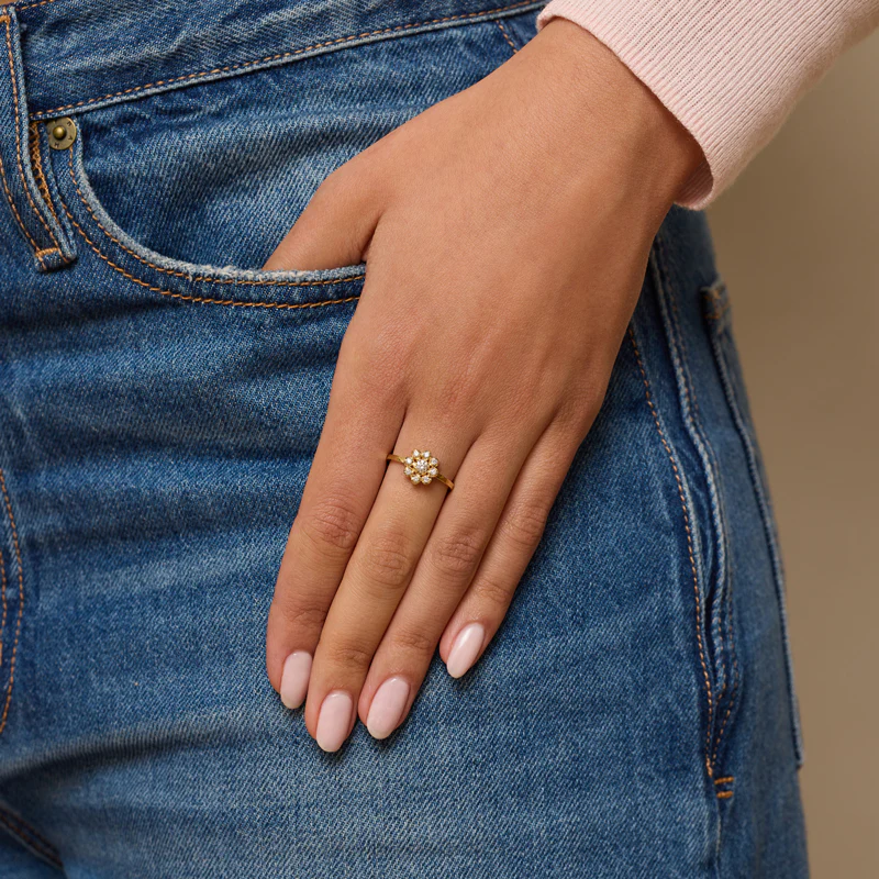 Petite Statement Illusion Set Diamond Flower Ring - Image 5