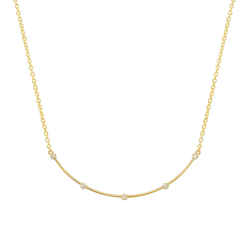 Illusion Set Diamond Long Curved Stick Necklace