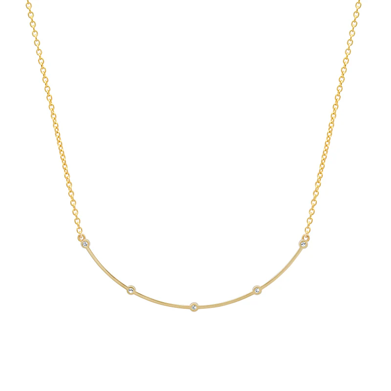 Illusion Set Diamond Long Curved Stick Necklace - Image 2