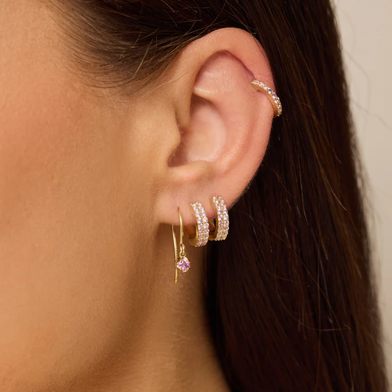 Illusion Set Pink Sapphire Drop Earrings - Image 4