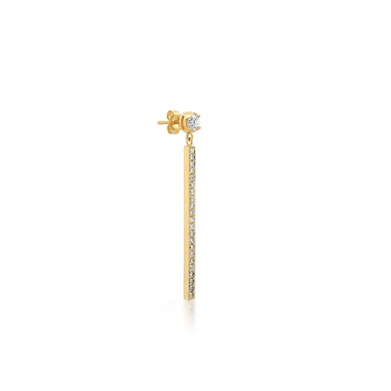 Illusion Set Diamond & Diamond Stick Stud Earrings - Image 2
