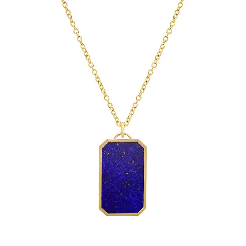 Lapis Inlay Tag Pendant Necklace