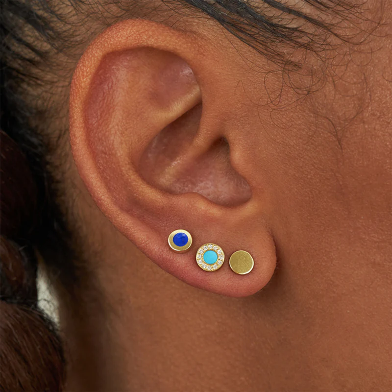 Lapis Inlay Circle Studs - Image 4