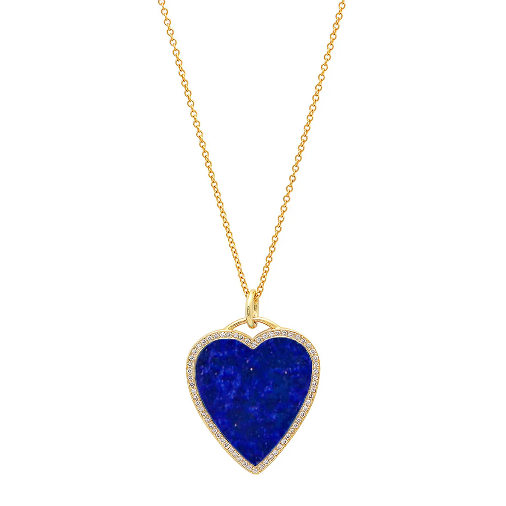 Lapis Inlay Heart Necklace with Diamonds - Image 3
