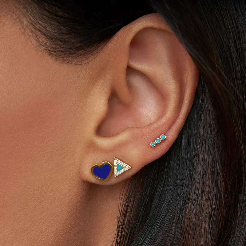 Lapis Inlay Heart Studs - Image 4