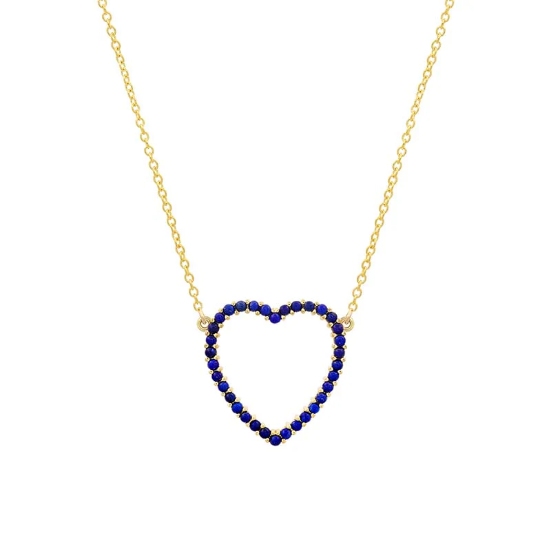 Large Lapis Open Heart Necklace
