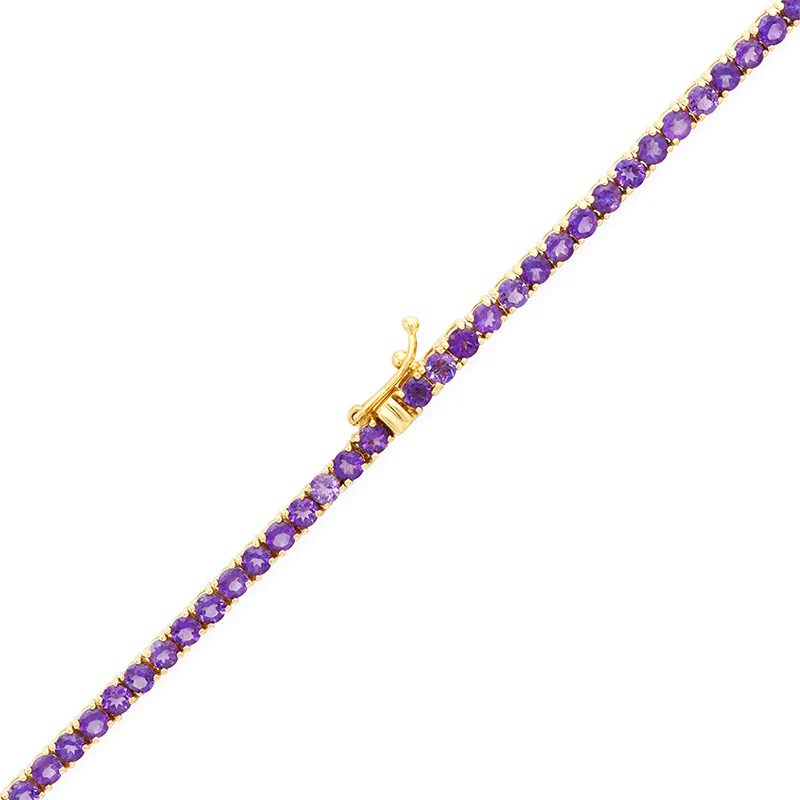 Large 4-Prong Amethyst Tennis Necklace - Image 3