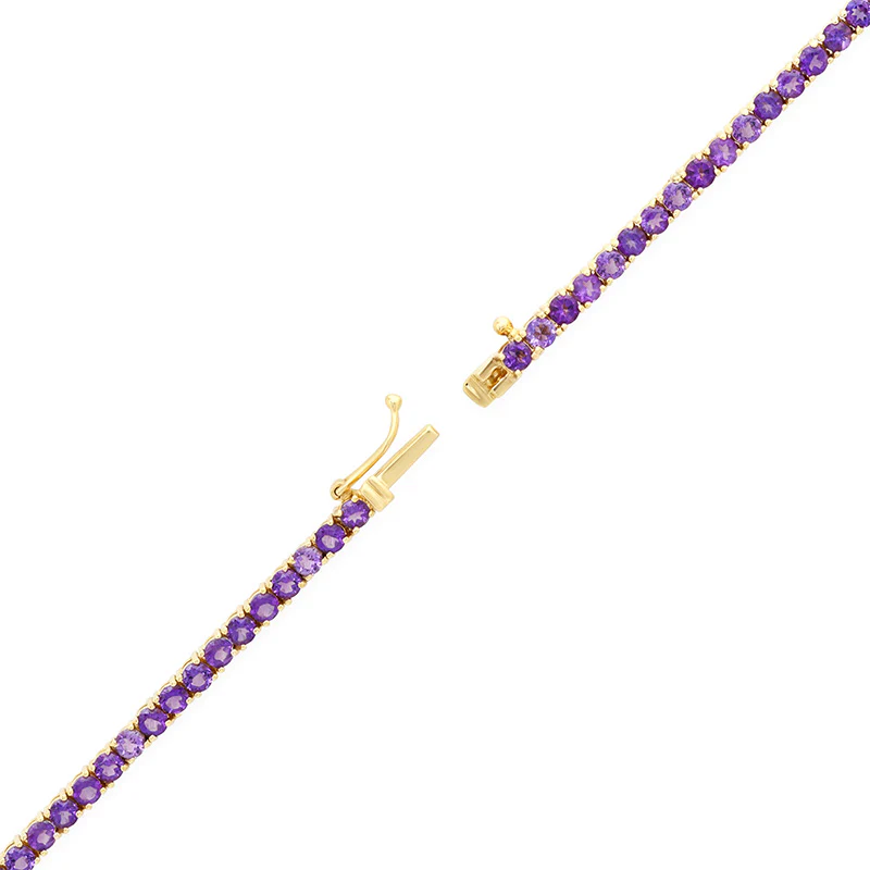 Large 4-Prong Amethyst Tennis Necklace - Image 4
