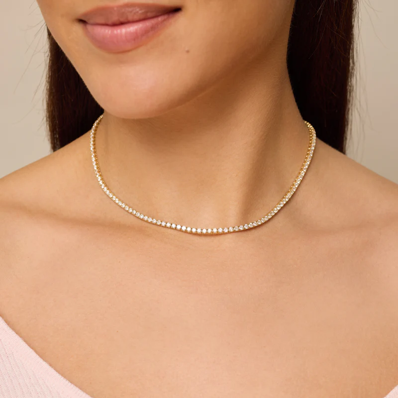 Large 4-Prong Diamond Tennis Necklace - Image 5