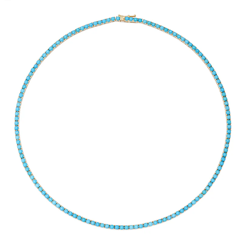 Large 4-Prong Turquoise Tennis Necklace - Image 2