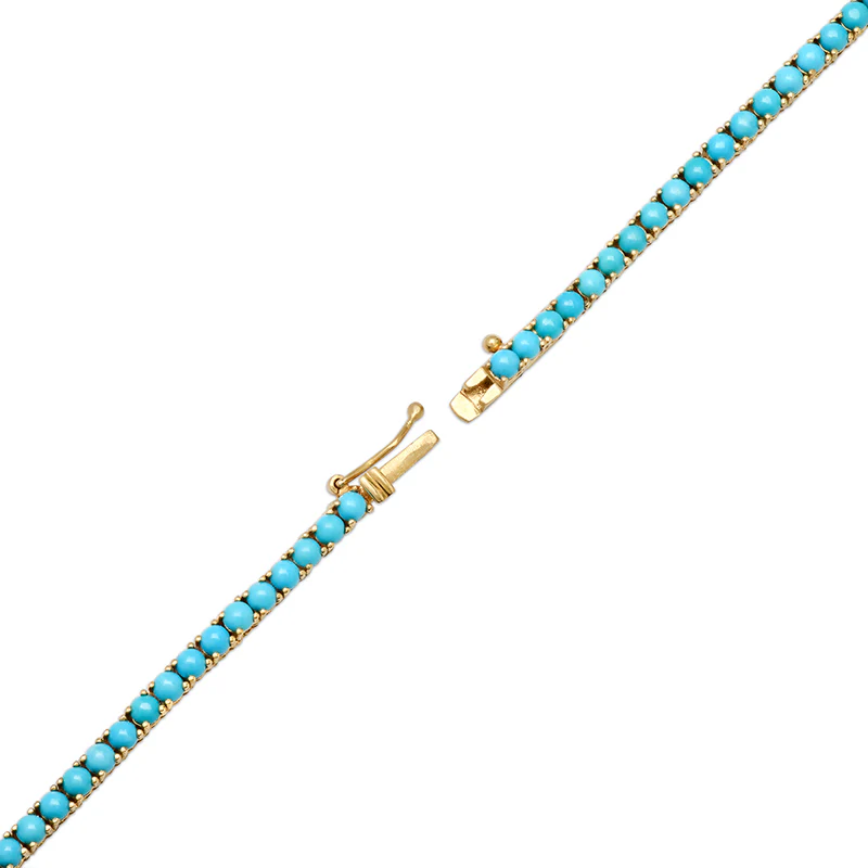 Large 4-Prong Turquoise Tennis Necklace - Image 4