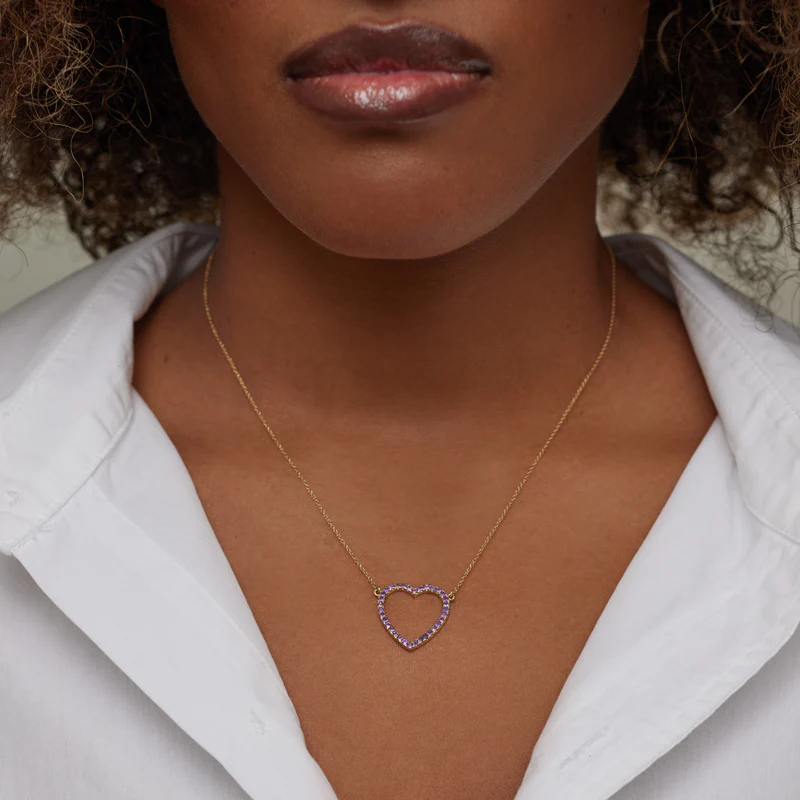 Large Amethyst Open Heart Necklace - Image 3