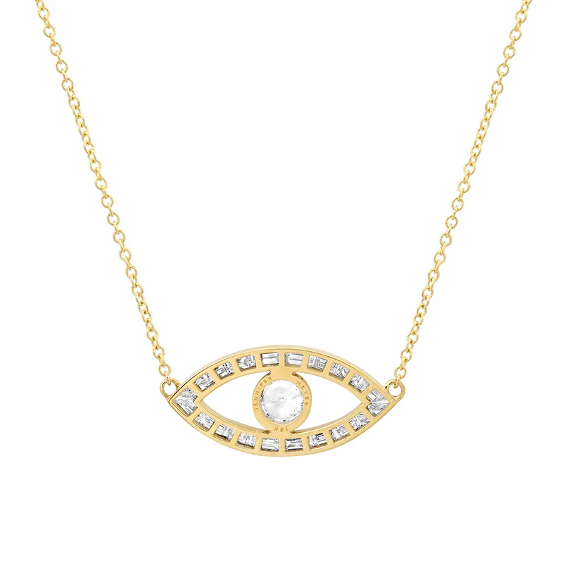 Large Channel Set Open Evil Eye Necklace - Image 2