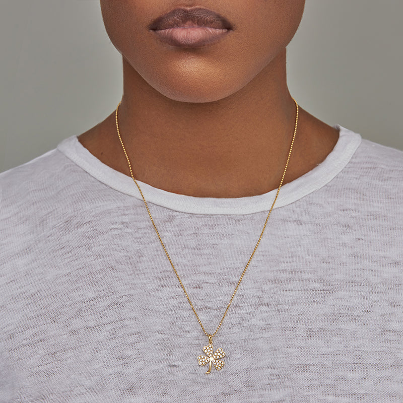 Large Diamond Clover Necklace - Image 3