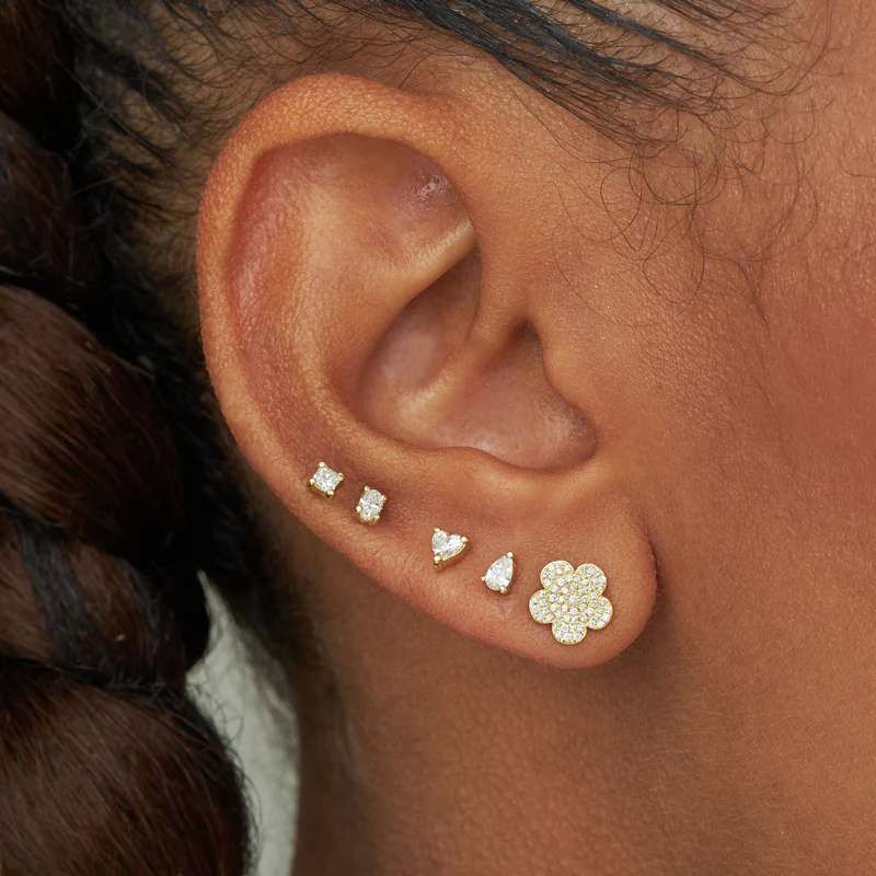 Large Diamond Daisy Studs - Image 4