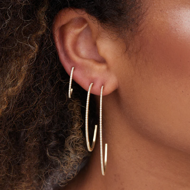 Large Diamond Elongated Edith Hoops - Image 3