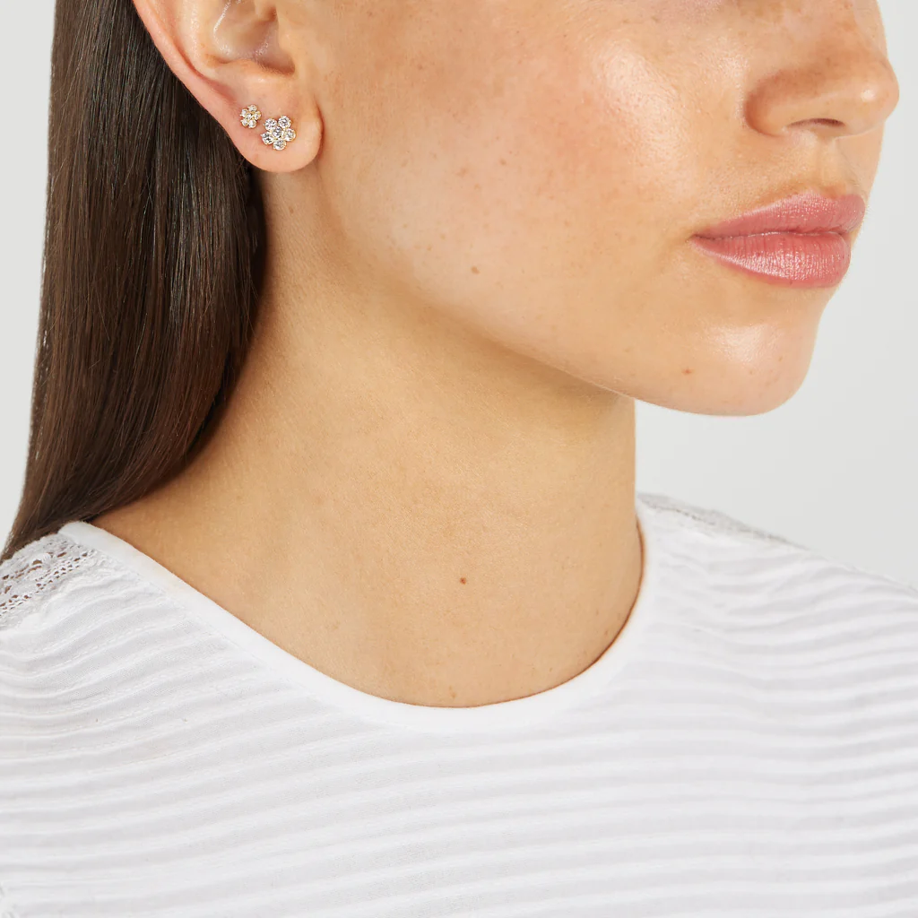 Large Diamond Flower Studs - Image 4