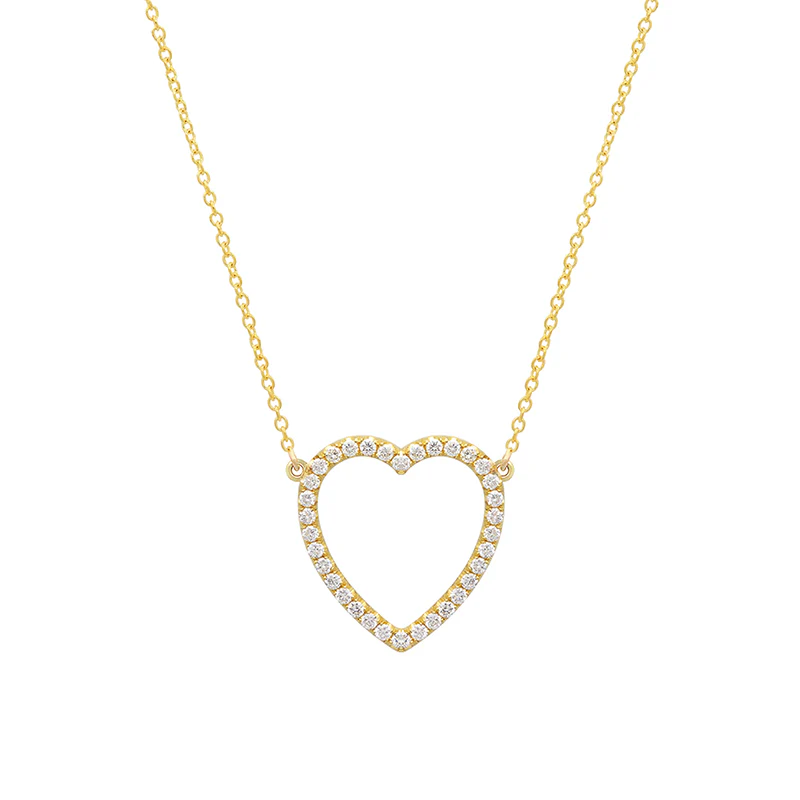 Large Diamond Open Heart Necklace