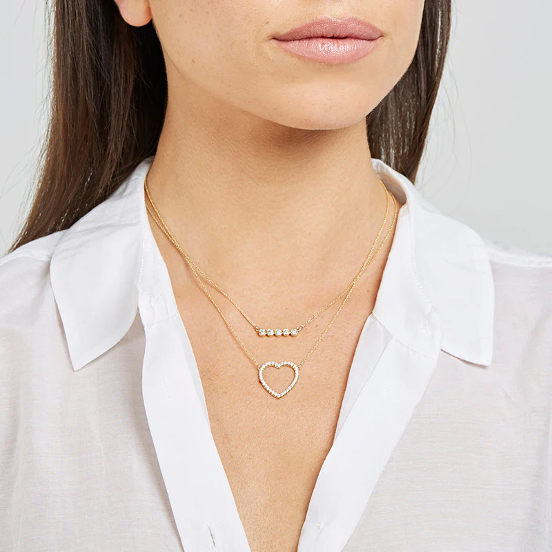 Large Diamond Open Heart Necklace - Image 5
